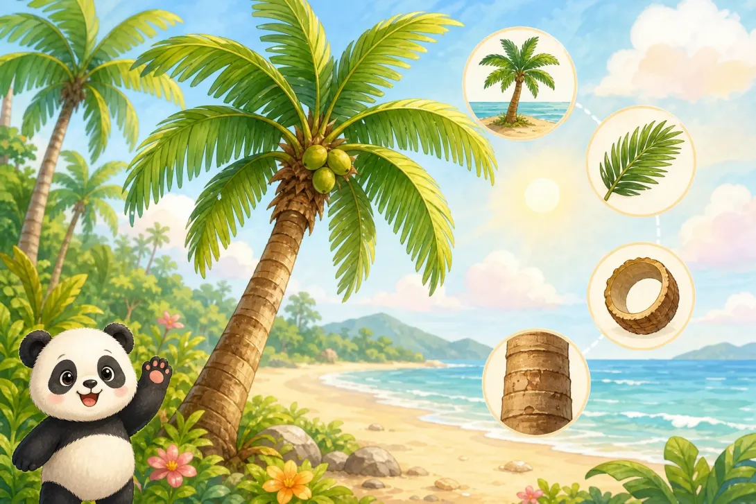 Fun Fact: 椰子树长在海边 · Coconut Palms at the Beach