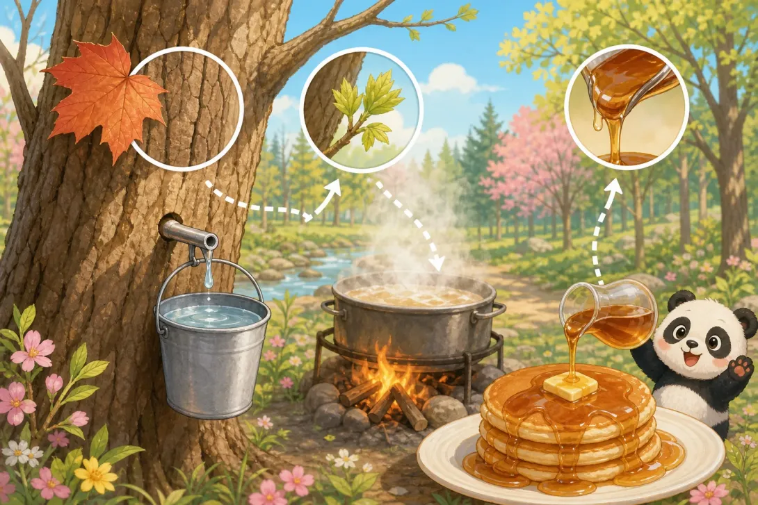 Fun Fact: 枫树汁做枫糖浆 · Maple Sap Makes Syrup
