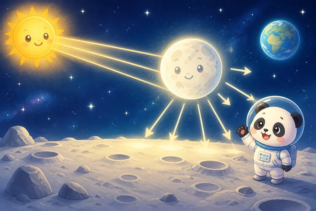 Fun Fact: 月亮不发光 · Moon Reflects Light
