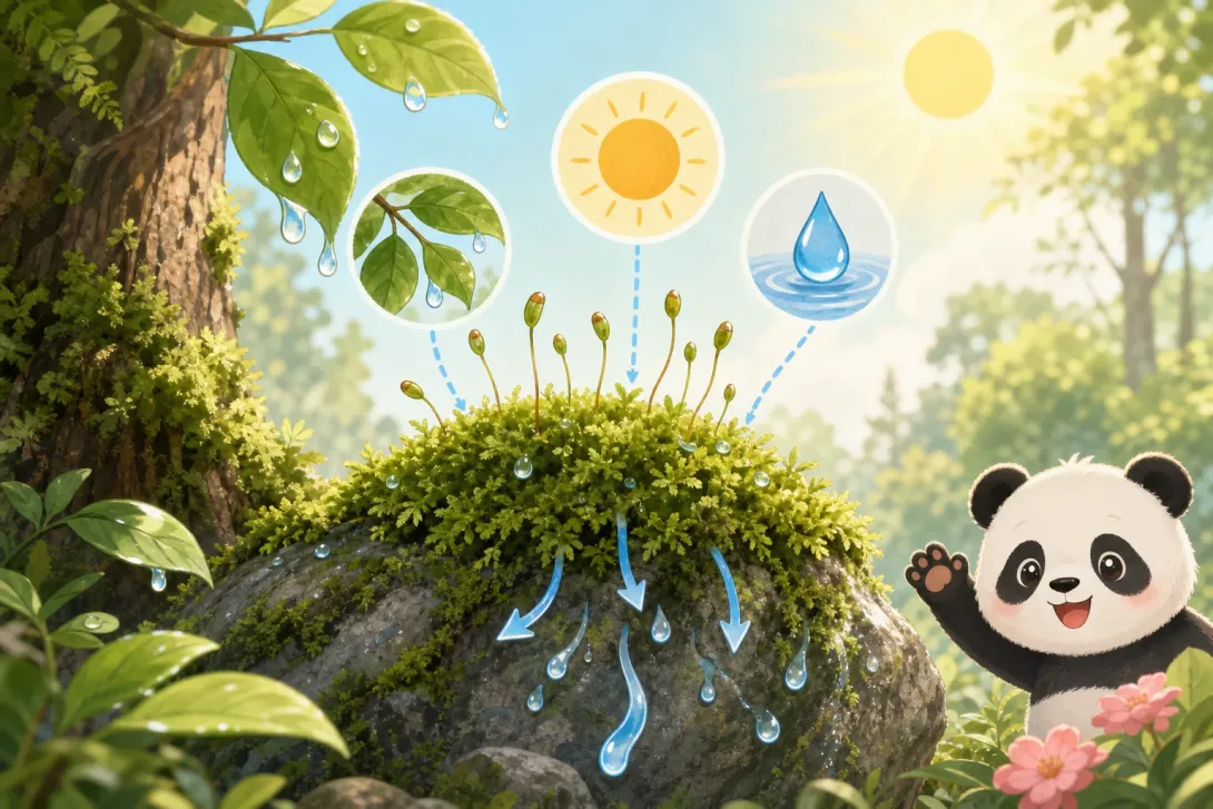Fun Fact: 苔藓没有真根 · Moss Has No True Roots