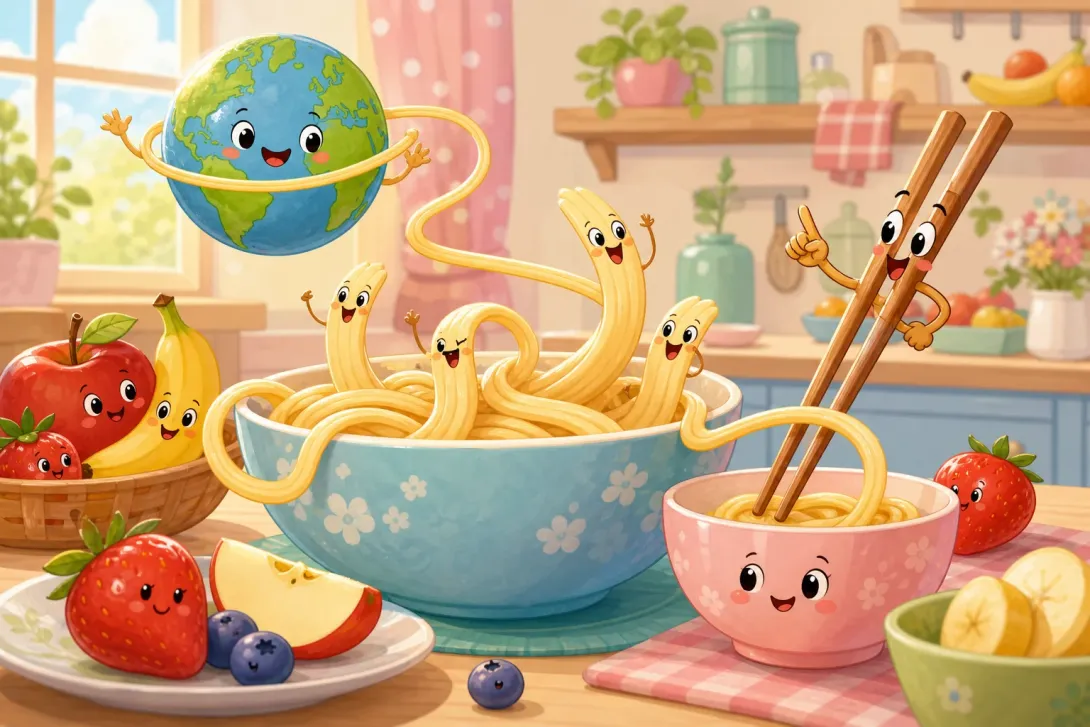 Joke: 想要绕地球的面条 · Noodles Too Long