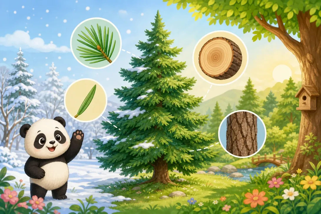 Fun Fact: 松树四季常青 · Pine Trees Stay Green All Year