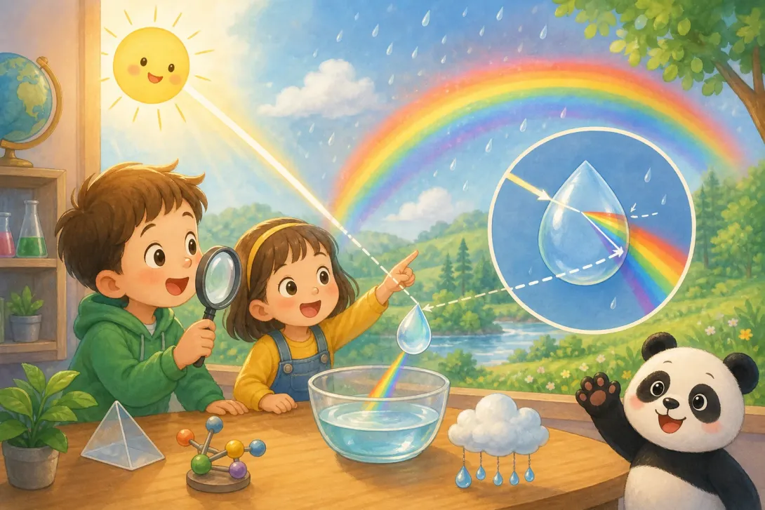 Fun Fact: 彩虹需要阳光和雨滴 · Rainbows Need Sunlight and Raindrops
