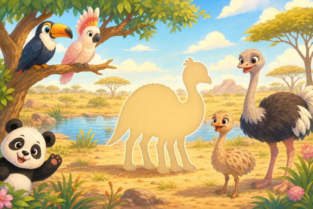 Riddle: 猜猜草原上的它 · Riddle: Guess the Ostrich
