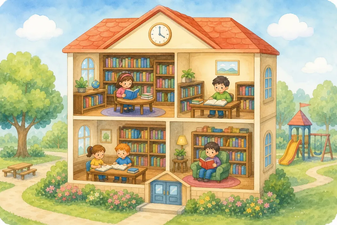 Riddle: 谜语：学习的家 · Riddle: The Home of Learning — I have four walls and many books inside