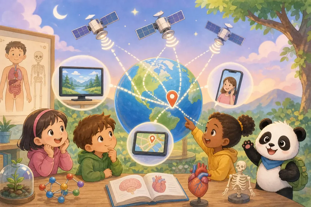 Fun Fact: 卫星传递信号 · Satellites Send Signals