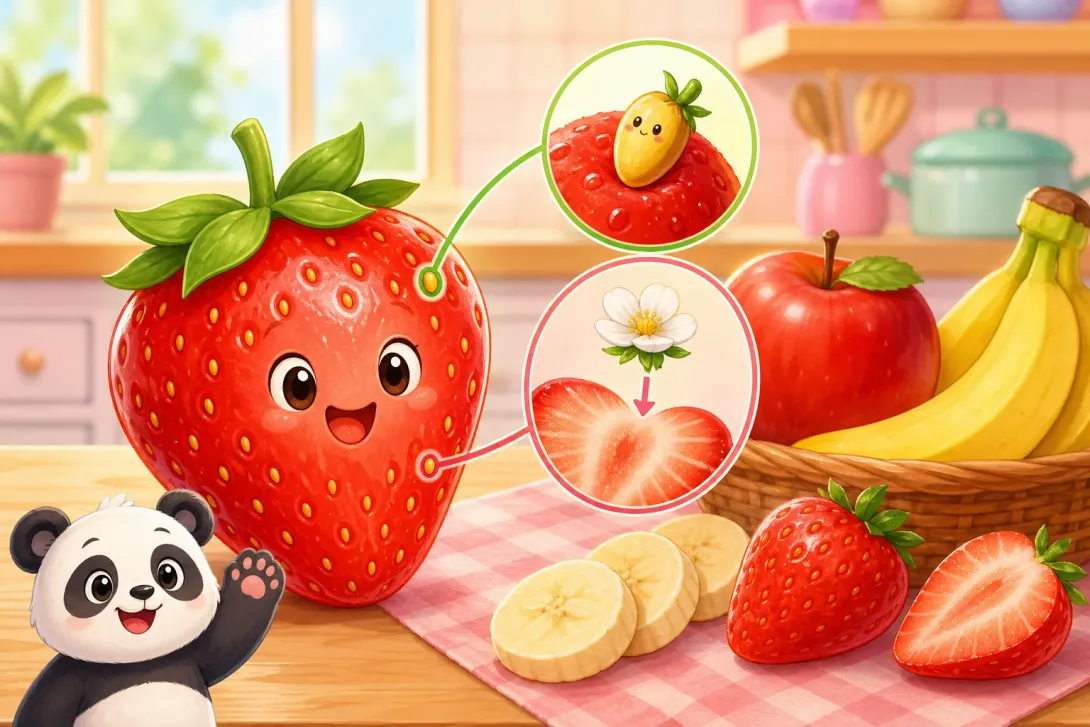 Fun Fact: 把果实穿在外面的草莓 · Strawberry Seeds Outside