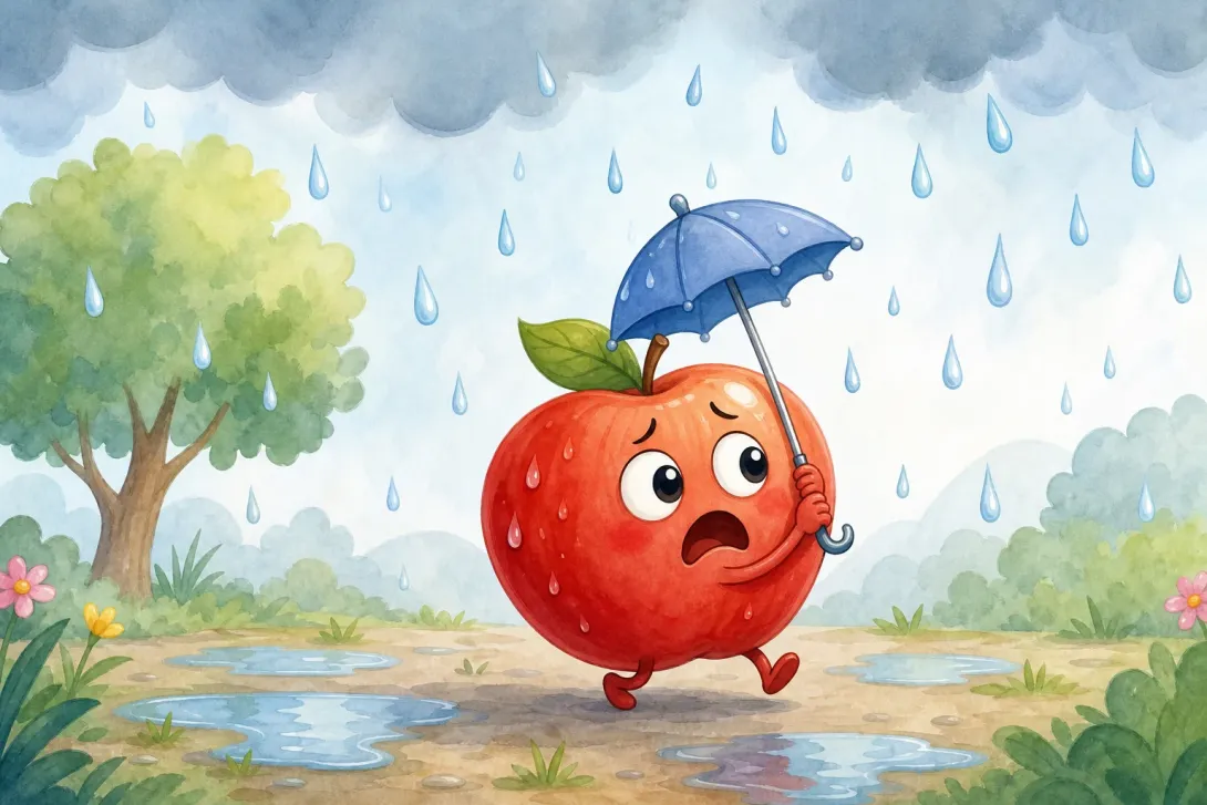 Joke: 撑小伞的苹果 · The Apple with a Little Leaf
