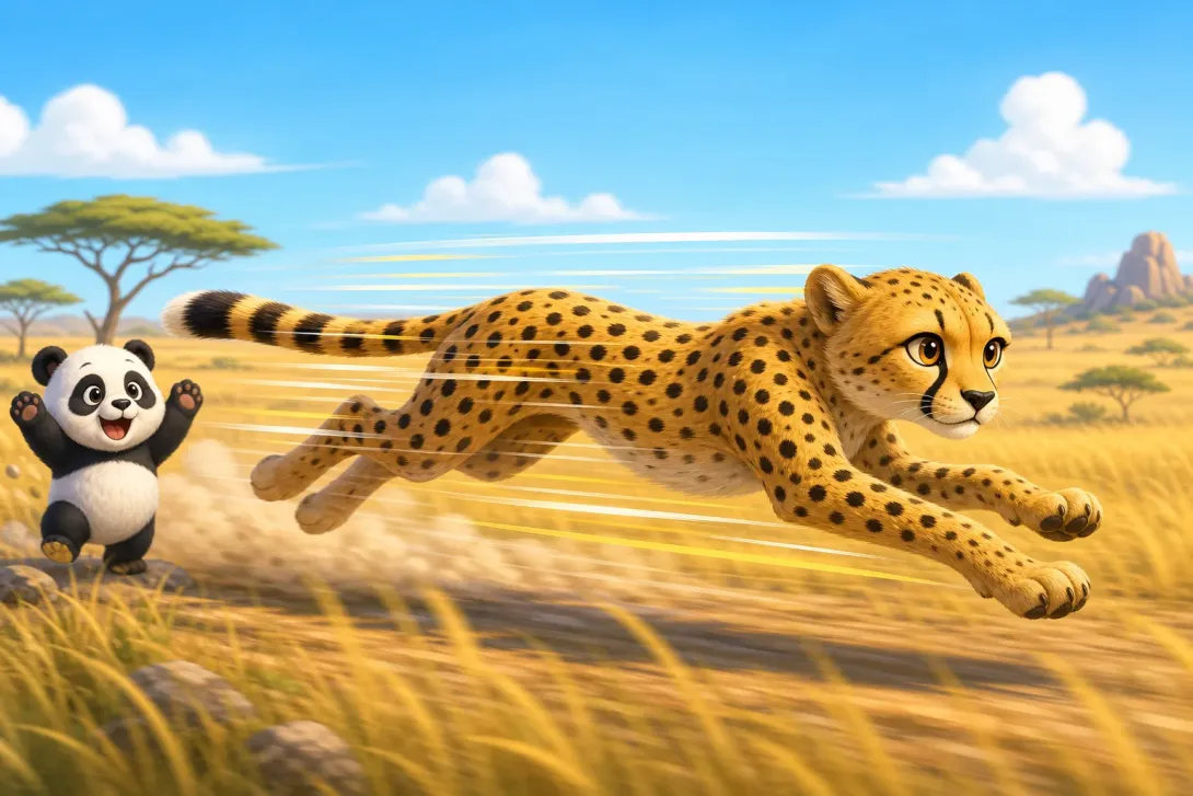 Fun Fact: 猎豹的极速奔跑 · The Cheetah's Speed Record