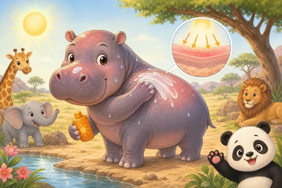 Fun Fact: 河马的防晒汗 · The Hippo's Sunscreen Sweat