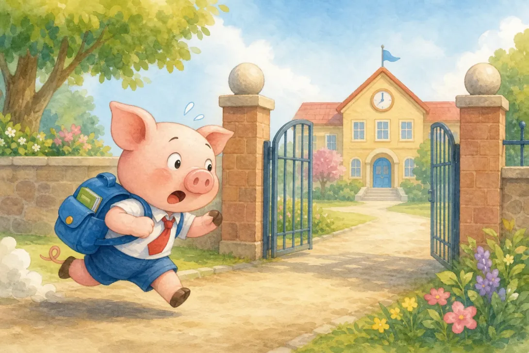 Joke: 爱迟到的小猪 · The Little Pig Who Is Always Late