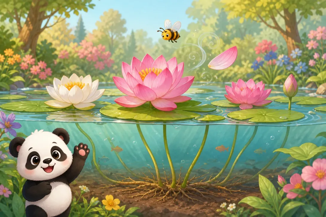 Fun Fact: 睡莲浮在水面 · Water Lilies Float